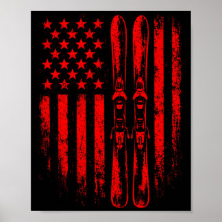 Affiche American vintage skiing ski winter mountain usaAme