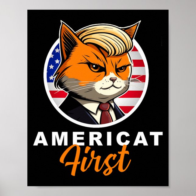 Affiche Americat First Funny Patriot America Cats Presiden (Devant)