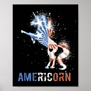 Affiche Americorn drapeau américain licorne patriotique 4