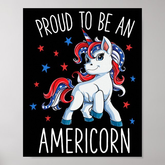 Affiche Americorn Unicorn 4 juillet T Chemises Filles Meri (Devant)