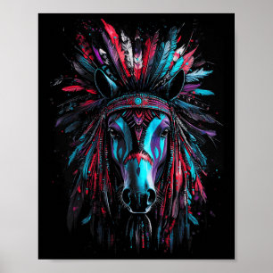 Affiche Amérindien de guerre Bonnet Horse Cadeau
