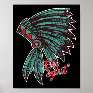 Affiche Amérindien Free Spirit Awesome Hallowe