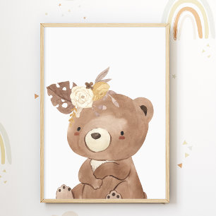 Affiche Amérindien Ours Enfants Chambre Impression