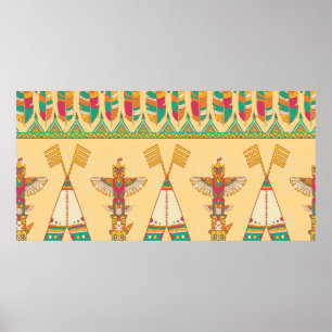 Affiche Amérindiens amérindiens sans couture pat