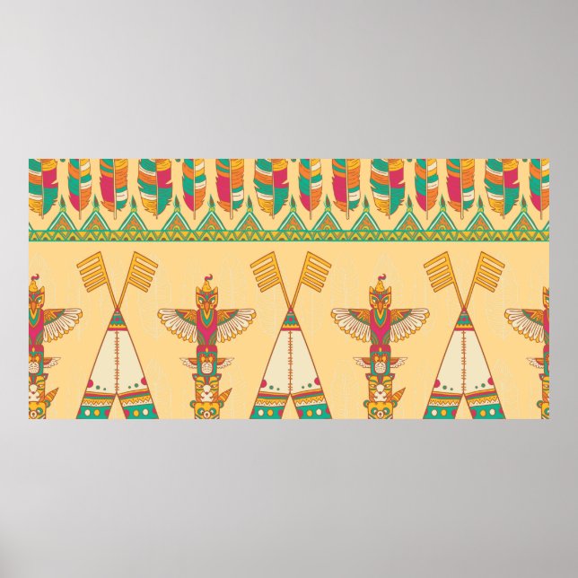 Affiche Amérindiens amérindiens sans couture pat (Devant)