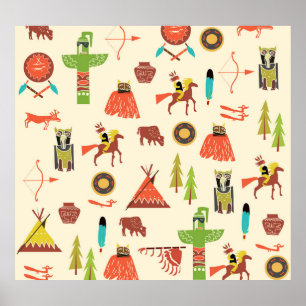 Affiche Amérindiens : Arrière - plans culturels.