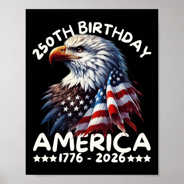 Affiche Amérique 250e anniversaire Eagle Us Drapeau Juille (Devant)