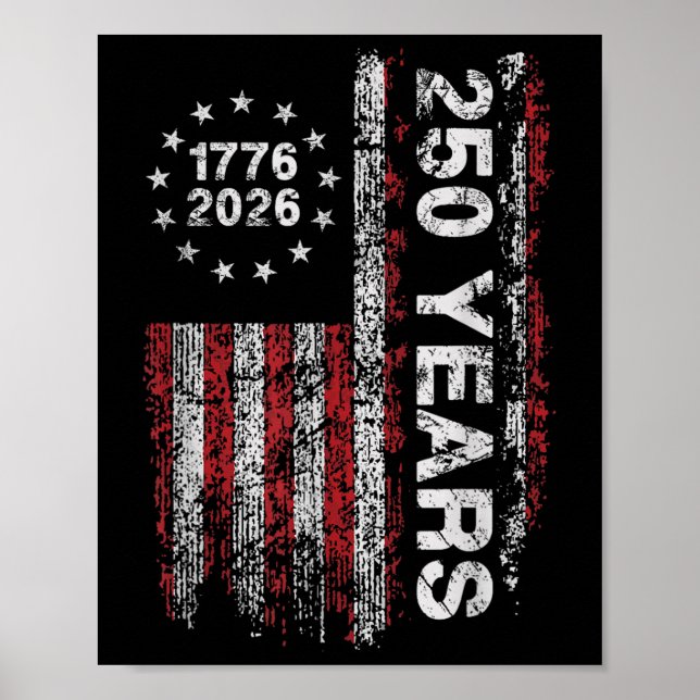 Affiche Amérique 250e anniversaire Us Drapeau 250 ans Nous (Devant)
