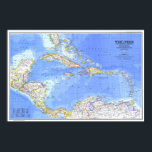 Affiche " Amérique centrale et Antilles : 1981 Carte détai<br><div class="desc">Dans les Caraïbes, les années 1980 ont été marquées par des troubles politiques en Haïti et à la Grenade et des difficultés économiques en Jamaïque. La carte des Antilles et de l'Amérique centrale a été publiée dans le National Geographic Magazine en février 1981 avec deux articles, "Les îles Vierges américaines"...</div>
