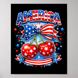 Affiche Amérique cerise arc étoiles rayures États-Unis 4 j