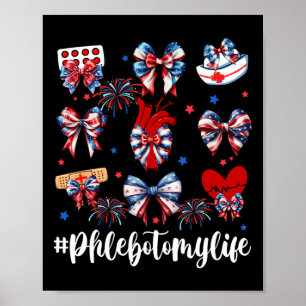 Affiche Amérique Coquette Bow Fireworks Phlebotomie Happy