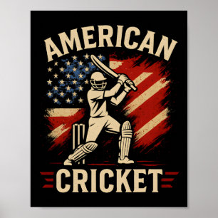 Affiche Amérique Cricket Américain États-Unis Joueur Homme
