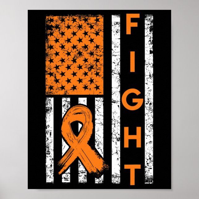 Affiche Amérique Drapeau Orange Ribbon Leucémie (Devant)