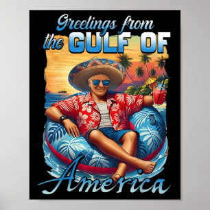 Affiche Amérique du Golfe des États-Unis Salutation Trump