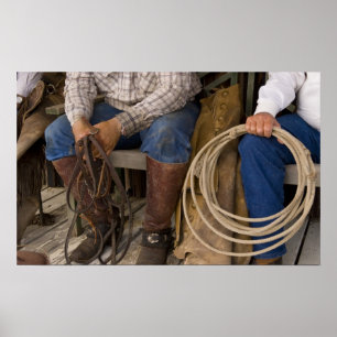 Affiche Amérique du Nord, États-Unis. Cowboys se détendant
