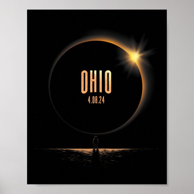 Affiche Amérique du Nord Total Éclipse Solaire 2024 Ohio U (Devant)