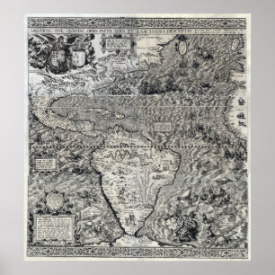 Affiche Amérique du Sud et une partie de l'Amérique du Nor