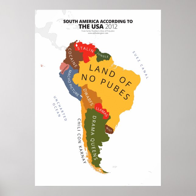 Affiche Amérique du Sud Selon les États-Unis (Devant)