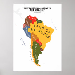Affiche Amérique du Sud Selon les États-Unis