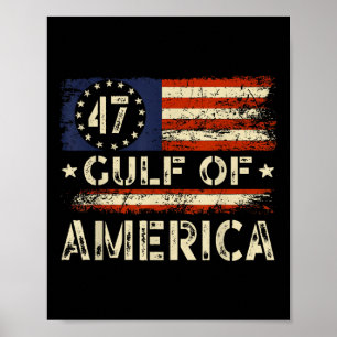 Affiche Amérique Golfe Amérique Vintage Drapeau Golfe Mexi