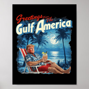 Affiche Amérique Golfe Trump 2024 Retro Beach Amérique des