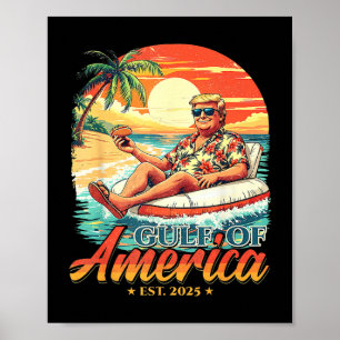 Affiche Amérique Golfe Trump 2024 Retro Beach Usa America