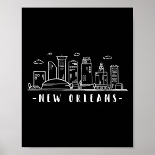 Affiche Amérique Louisiane Nouvelle-Orléans Skyline Silhou
