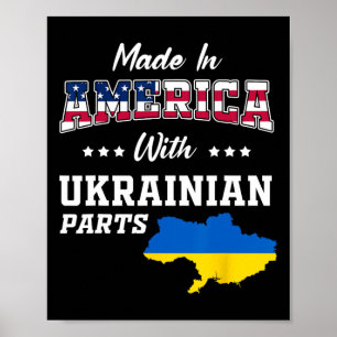 Affiche Amérique Parties Ukrainiennes Ukraine Carte Drapea