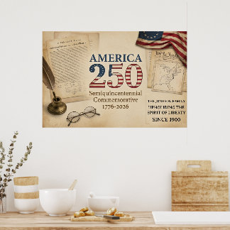 Affiche Amérique personnalisée 250 ans Patrimoine familial