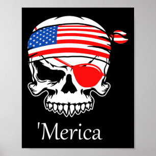 Affiche Amérique Pirate Skull Drapeau Juillet 4 Independen