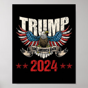Affiche Amérique Retour US Drapeau Américain Trump 2024 Ho