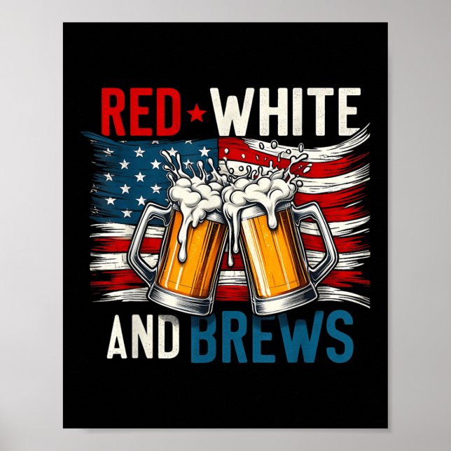 Affiche Amérique Rouge Blanc Et Brew Quart Des Amateurs De (Devant)