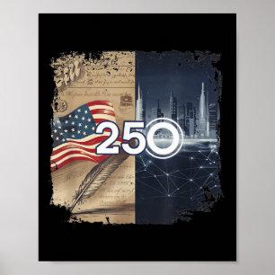 Affiche Amérique Semiquincentenaire Juillet 4 2026 250 Ans