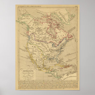 Affiche Amerique Septentrionale en 1840