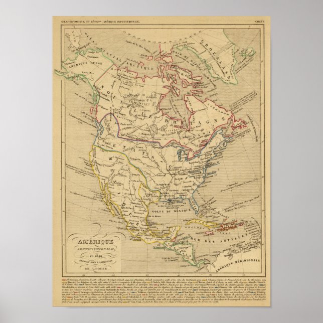 Affiche Amerique Septentrionale en 1840 (Devant)