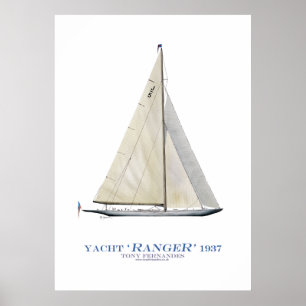 Affiche amérique tasse yacht "ranger", tony fernandes