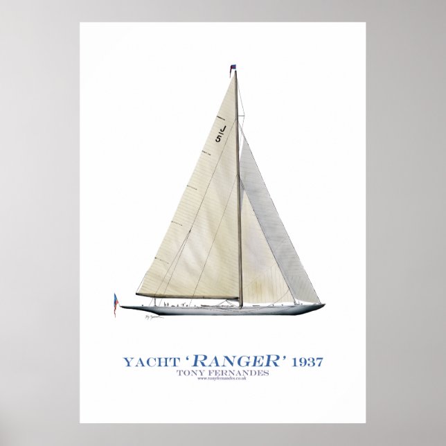 Affiche amérique tasse yacht "ranger", tony fernandes (Devant)