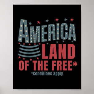 Affiche Amérique Terre De La Liberté Patriotique 4 Juillet