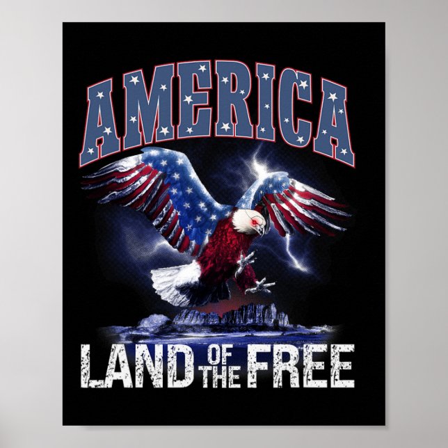 Affiche Amérique Terre De L'Indépendance Libre 4 juillet (Devant)