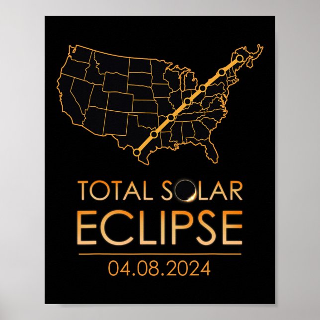 Affiche Amérique Total Éclipse Solaire Avril 8 2024 Usa Ca (Devant)