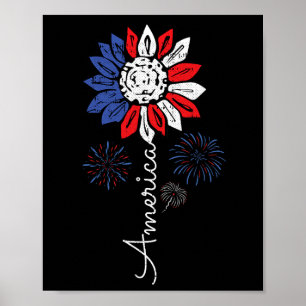 Affiche Amérique tournesol 4 juillet fête de l'indépendanc