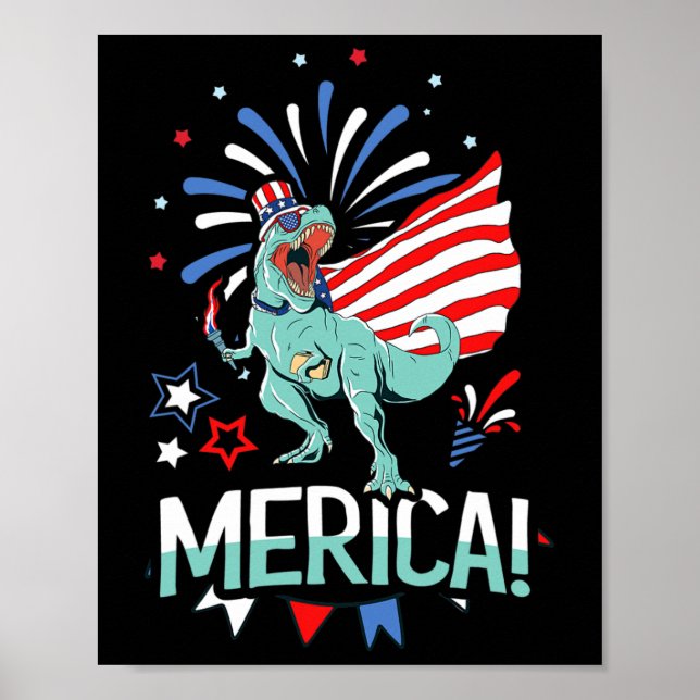 Affiche Amerisaurus Rex Jour de l'indépendance du drapeau  (Devant)