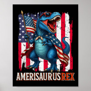 Affiche Amerisaurus T Rex Dinosaur 4 juillet American Fl
