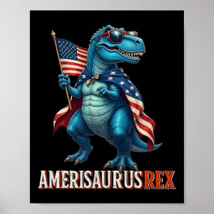 Affiche Amerisaurus T Rex Dinosaur 4 juillet American Fl