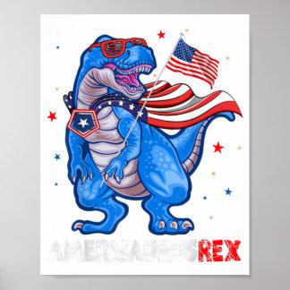 Affiche Amerisaurus T Rex USA Drapeau Enfants Drôle 4 juil