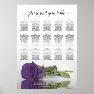 Affiche Amethyst Purple Rose 15 Table Seating Chart