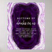 Amethyst Purple & Silver Geode Open Bar Table Sign