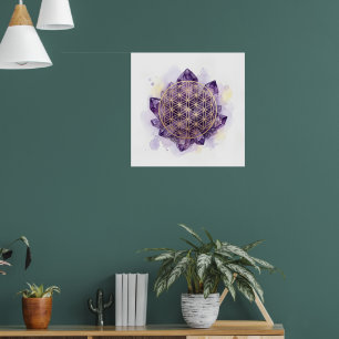 Affiche Améthyste Lotus Art Print de Géométrie Sacrée Sp