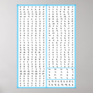 Affiche Amharic Geez Ethiopien Fidel HAHU et ABUGIDA