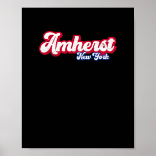 Affiche Amherst New York Ny Rétro Script 716 Western New Y